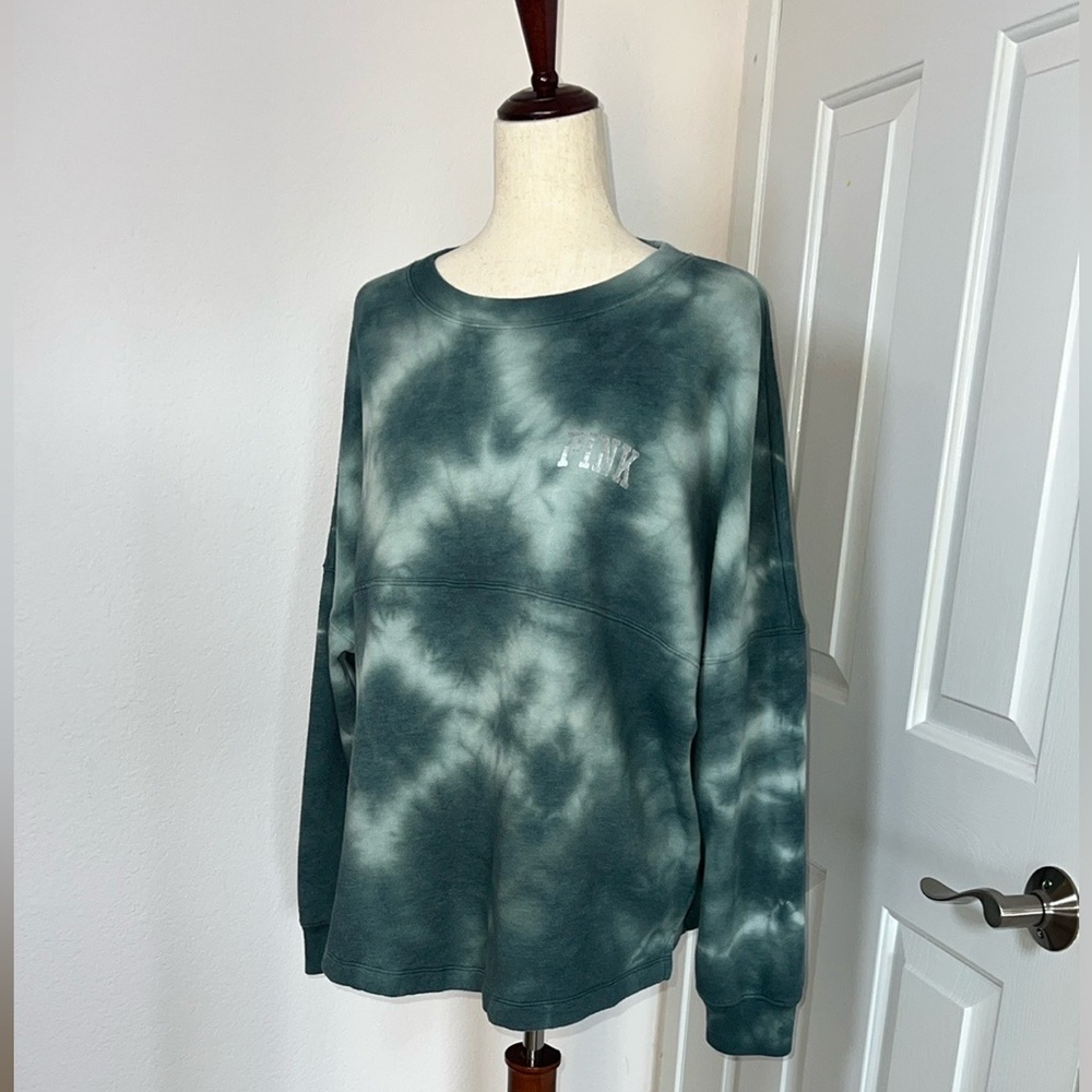 Love Pink‎ Victoria Secrets Green Tie-Dye Sweatshirt with Logo